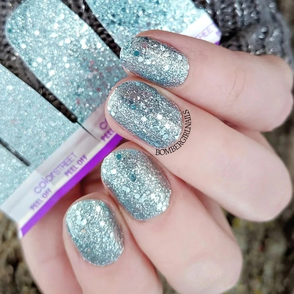 *Retired* Color Street: Deep Ocean (Pedicure) | Light Blue Glitter Winter Silver